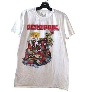Marvel Deadpool Graphic Tee Shirt M White "Royalties Are The " 100% Cotton